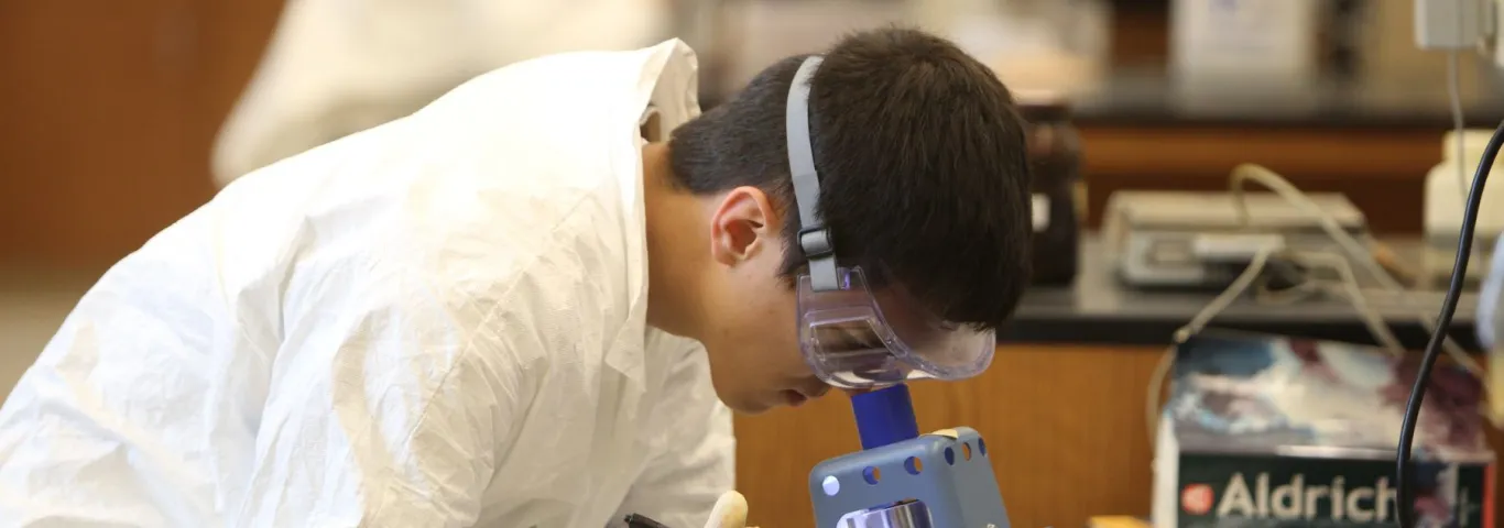 student working in lab